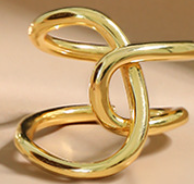 Lovcia Street Irregular Line Cross Adjustable Gold Ring-Rings-Yellow Gold-
