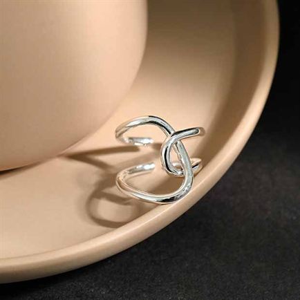 Lovcia Street Irregular Line Cross Adjustable Gold Ring-Rings-Yellow Gold-