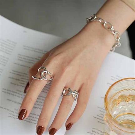 Lovcia Street Irregular Line Cross Adjustable Gold Ring-Rings-Yellow Gold-