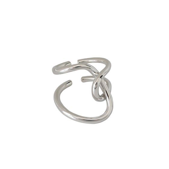Lovcia Street Irregular Line Cross Adjustable Gold Ring-Rings-Yellow Gold-