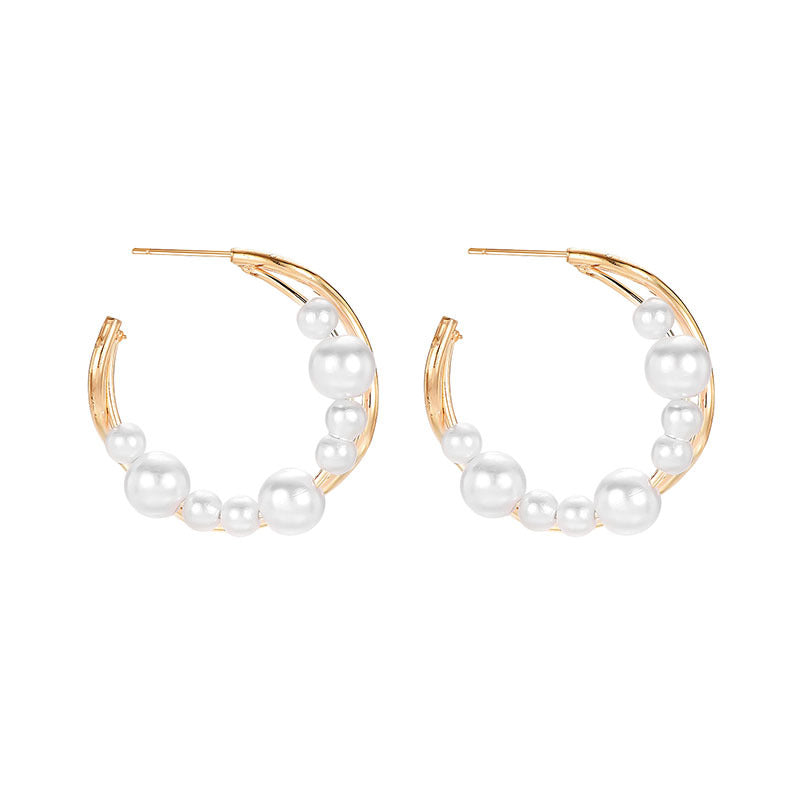 Lovcia String of Pearls Vintage Fashion Statement Earrings for Women-Earrings-Gold-Gold
