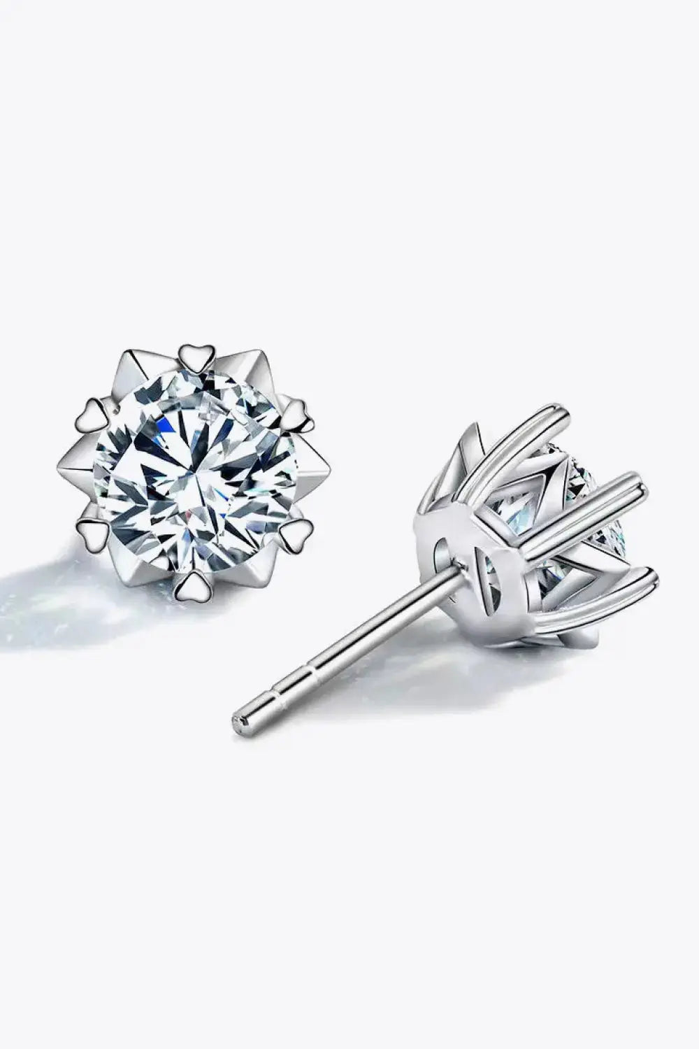 Lovcia Stuck On You 4 Carat Moissanite Stud Earrings-Earrings-Silver-One Size-Silver