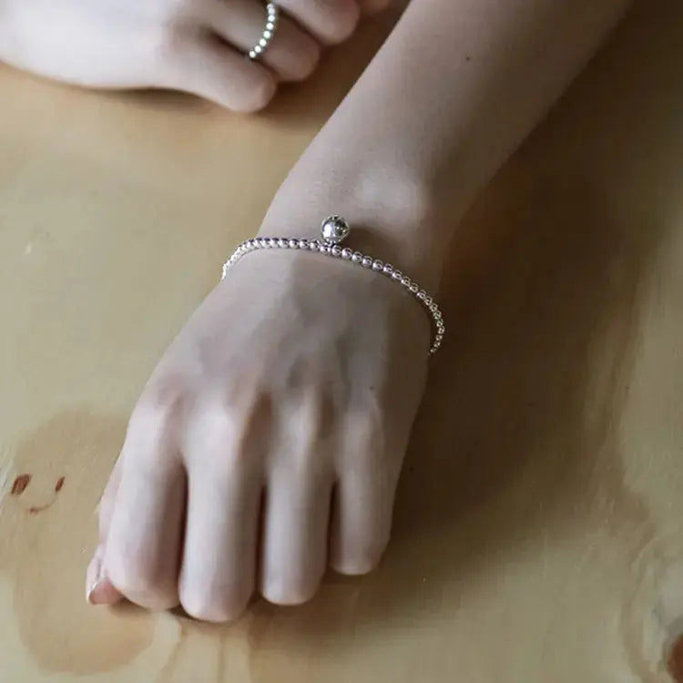 Lovcia Students Round Beads Strings 925 Sterling Silver Bracelet-Bracelets-Rhodium-Rhodium