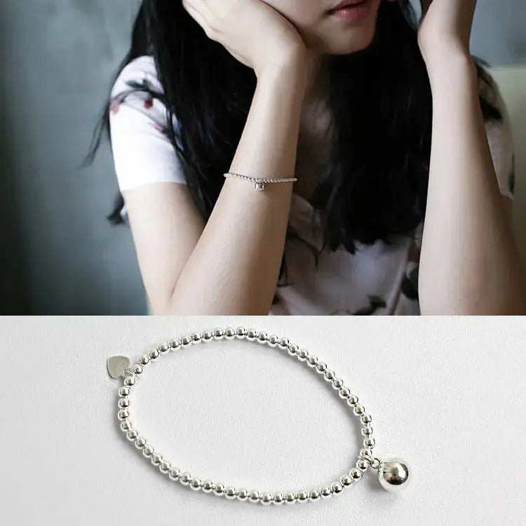 Lovcia Students Round Beads Strings 925 Sterling Silver Bracelet-Bracelets-Rhodium-Rhodium