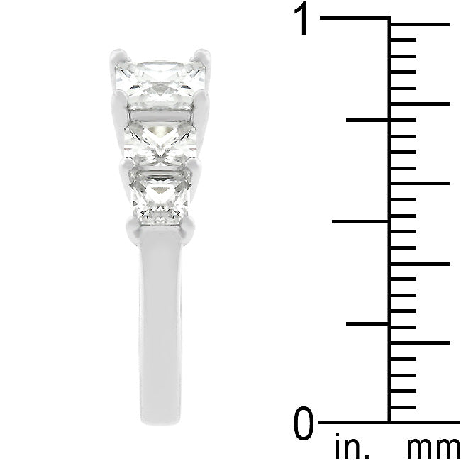 Lovcia Stunning 5-Stone Princess Cut Rhodium Plated Anniversary Ring-Rings-5-5