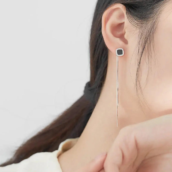 Lovcia Stunning Black Long Sterling Silver Earline for Women-Earrings-Rose Red-Rose Red