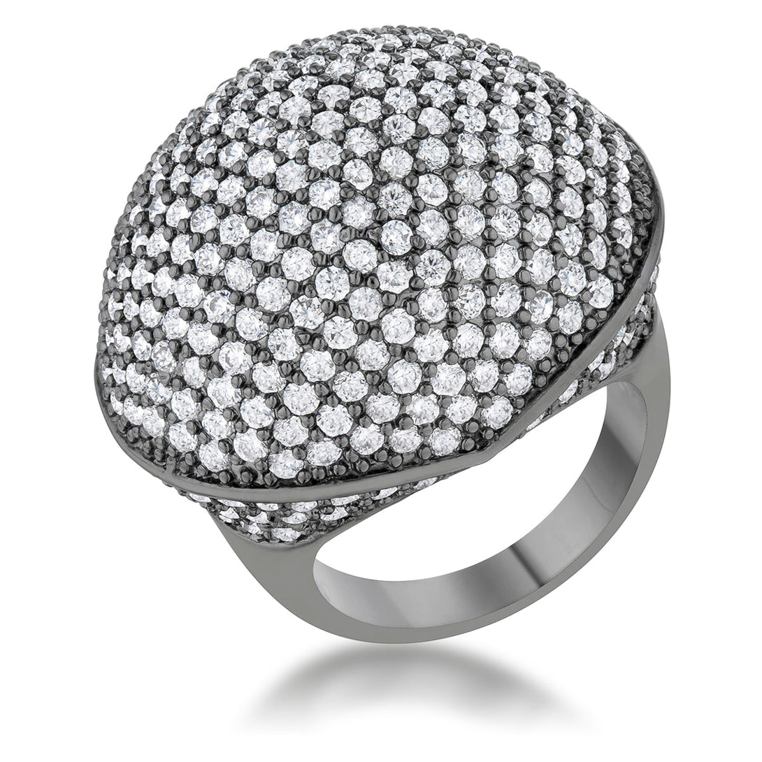 Lovcia Stunning Dara Hematite Dome Ring with 4.75ct CZ Stones-Rings-5-5