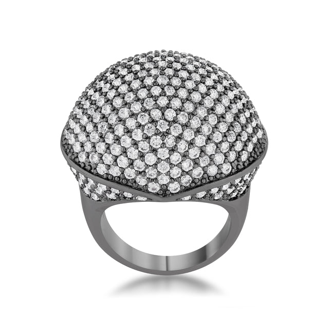 Lovcia Stunning Dara Hematite Dome Ring with 4.75ct CZ Stones-Rings-5-5