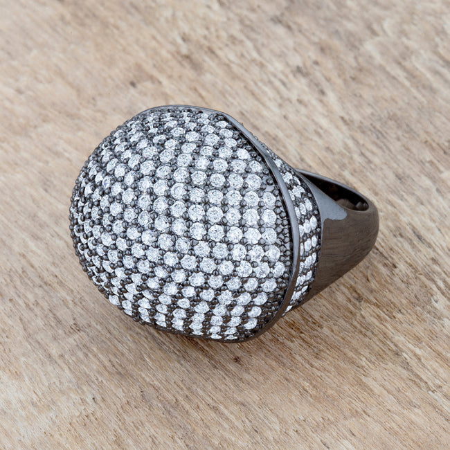 Lovcia Stunning Dara Hematite Dome Ring with 4.75ct CZ Stones-Rings-5-5