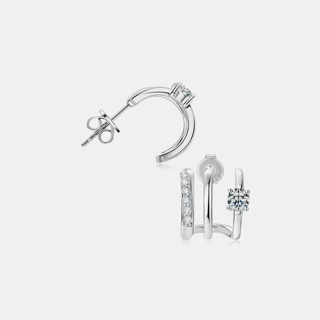 Lovcia Stunning Moissanite Platinum-Plated Sterling Silver Earrings for Women-Earrings-Silver-One Size-Silver
