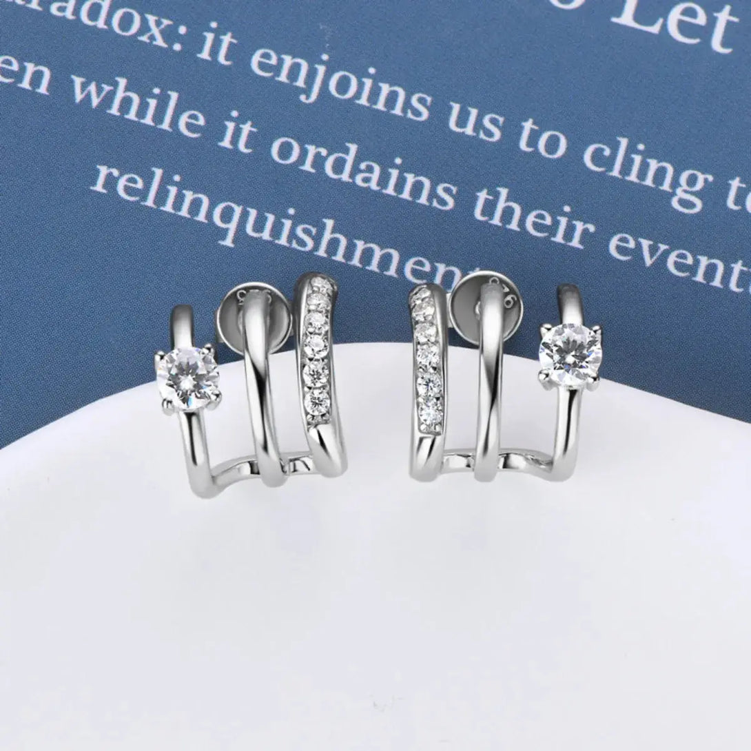 Lovcia Stunning Moissanite Platinum-Plated Sterling Silver Earrings for Women-Earrings-Silver-One Size-Silver