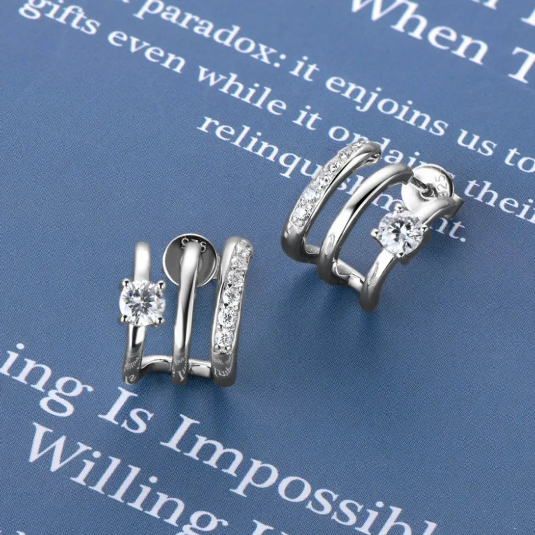 Lovcia Stunning Moissanite Platinum-Plated Sterling Silver Earrings for Women-Earrings-Silver-One Size-Silver