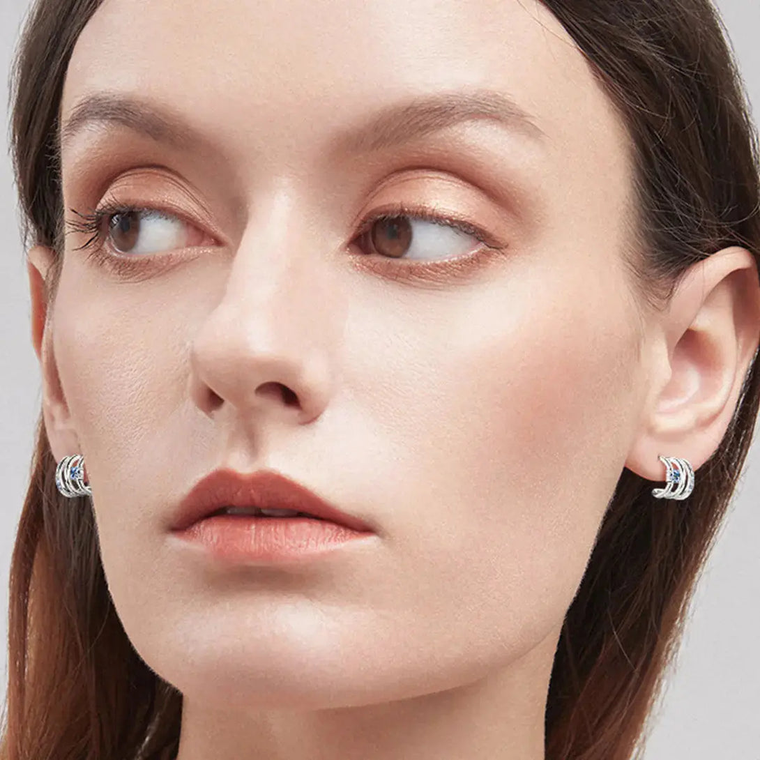 Lovcia Stunning Moissanite Platinum-Plated Sterling Silver Earrings for Women-Earrings-Silver-One Size-Silver