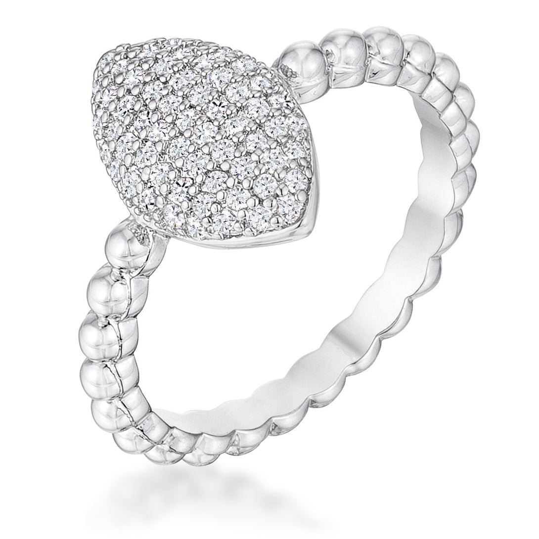 Lovcia Stunning Oval Rhodium-Plated Ring with Dazzling Clear CZ Stone-Rings-5-5