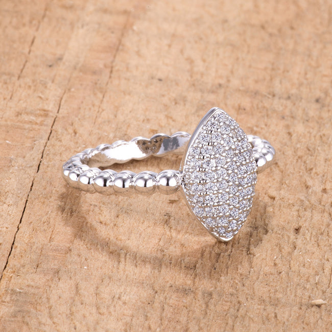 Lovcia Stunning Oval Rhodium-Plated Ring with Dazzling Clear CZ Stone-Rings-5-5