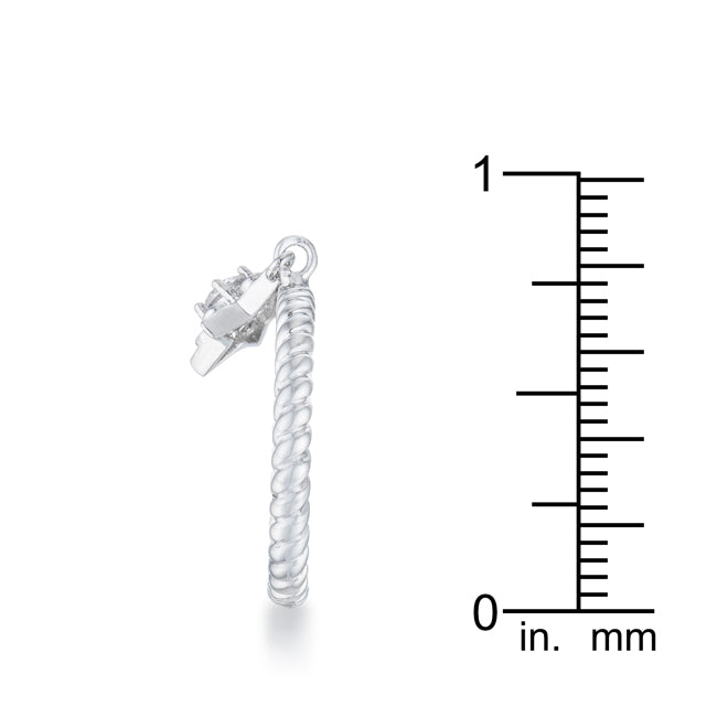 Lovcia Stunning Rhodium-Plated Star Charm Ring with Sparkling Cubic Zirconia-Rings-5-5