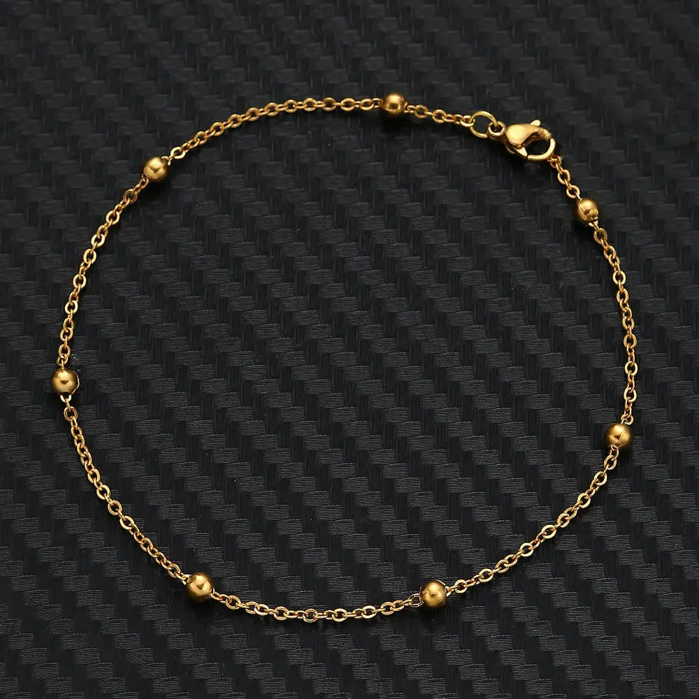 Lovcia Stylish Beach Baita Stainless Steel Crystal Chain-Anklets-DZA389 22cm Gold-DZA389 22cm Gold