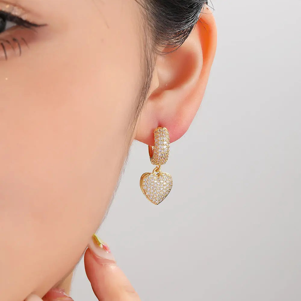 Lovcia Stylish Heart-Shaped 18K Gold-Plated Earrings for Women-Earrings-Gold-18K-Gold