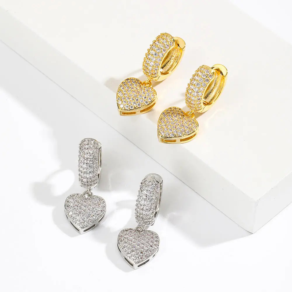 Lovcia Stylish Heart-Shaped 18K Gold-Plated Earrings for Women-Earrings-Gold-18K-Gold