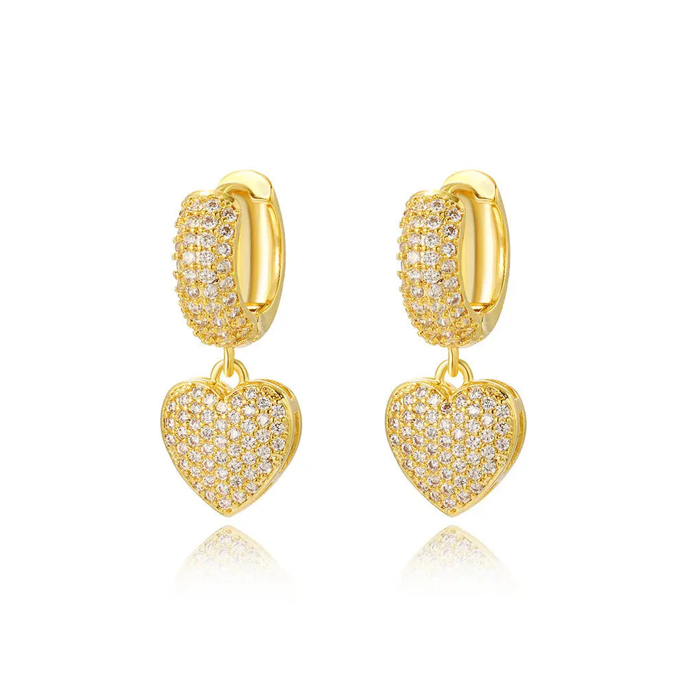 Lovcia Stylish Heart-Shaped 18K Gold-Plated Earrings for Women-Earrings-Gold-18K-Gold