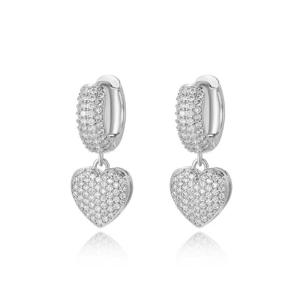 Lovcia Stylish Heart-Shaped 18K Gold-Plated Earrings for Women-Earrings-Platinum-18K-Platinum
