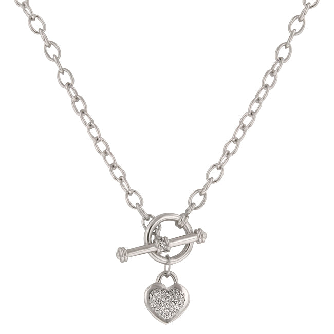 Lovcia Stylish Pave Heart Pendant Necklace-Necklaces-