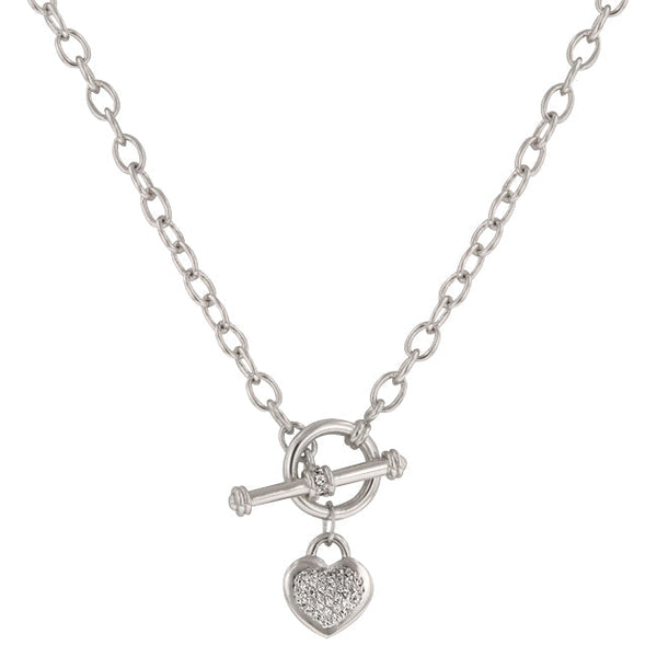 Lovcia Stylish Pave Heart Pendant Necklace-Necklaces-