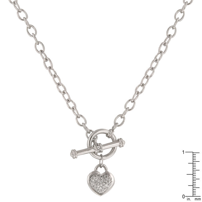 Lovcia Stylish Pave Heart Pendant Necklace-Necklaces-
