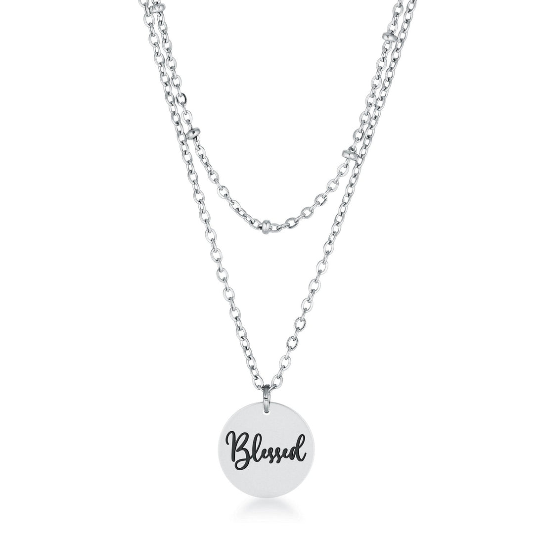Lovcia Stylish Silver Blessed Pendant Necklace with Saturn Chain Details-Necklaces-