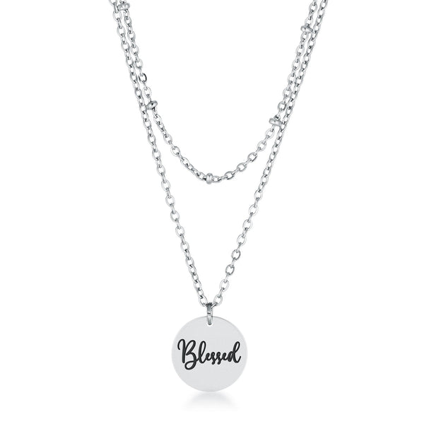 Lovcia Stylish Silver Blessed Pendant Necklace with Saturn Chain Details-Necklaces-