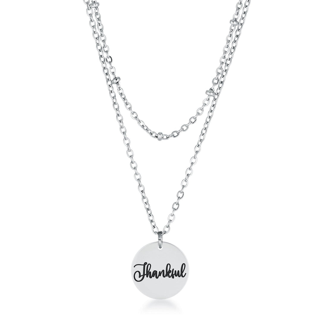Lovcia Stylish Silver-Toned Thankful Pendant Necklace-Necklaces-