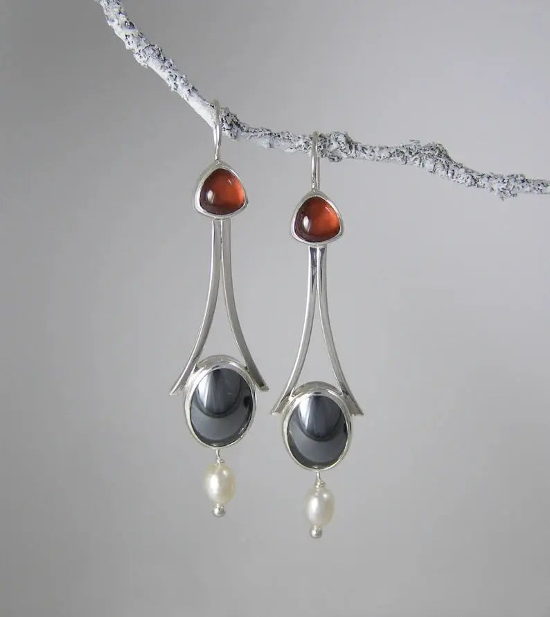 Lovcia Stylish Women's Geometric Alloy Earrings-Earrings-Silver C-Silver C