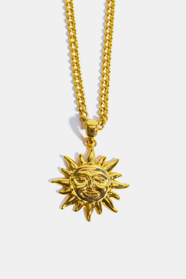 Lovcia Sun Pendant Copper Necklace-Necklaces-Gold-One Size-Gold