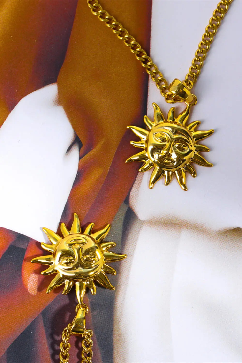 Lovcia Sun Pendant Copper Necklace-Necklaces-Gold-One Size-Gold