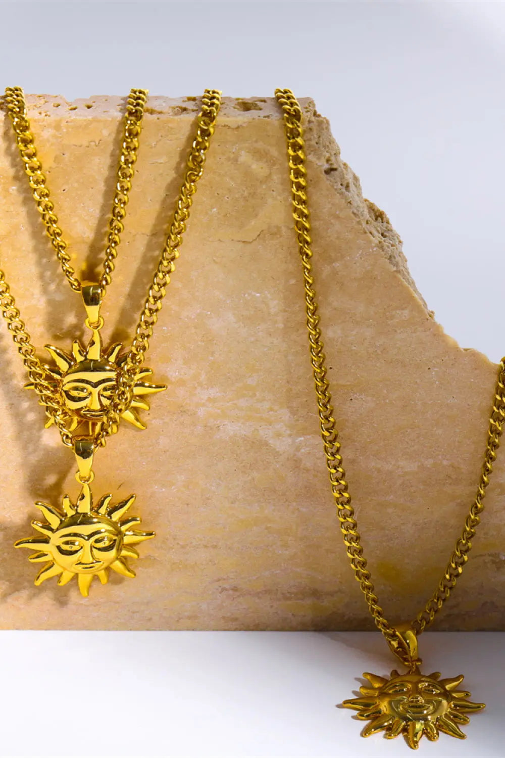 Lovcia Sun Pendant Copper Necklace-Necklaces-Gold-One Size-Gold
