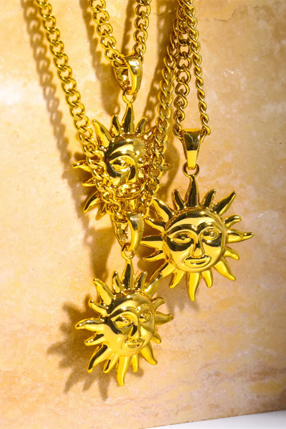 Lovcia Sun Pendant Copper Necklace-Necklaces-Gold-One Size-Gold