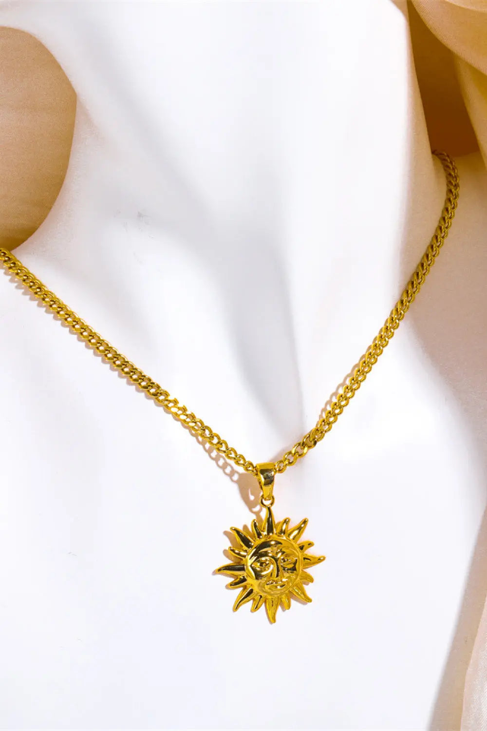 Lovcia Sun Pendant Copper Necklace-Necklaces-Gold-One Size-Gold