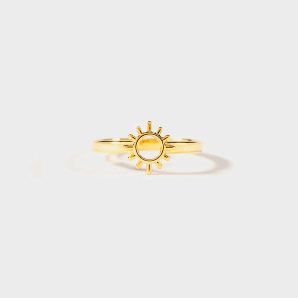Lovcia Sun Shape 18K Gold-Plated Ring-Rings-Gold-6-Gold