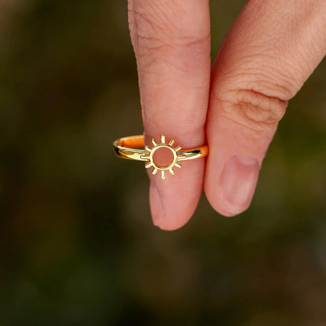 Lovcia Sun Shape 18K Gold-Plated Ring-Rings-Gold-6-Gold