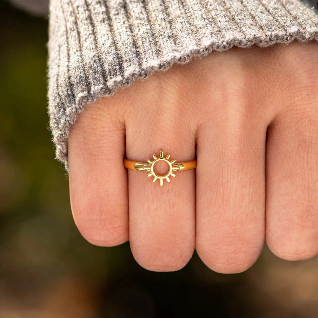 Lovcia Sun Shape 18K Gold-Plated Ring-Rings-Gold-6-Gold