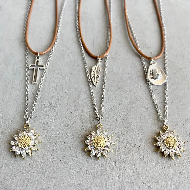 Lovcia Sunflower Pendant Necklace Set-Necklaces-Style A-One Size-Style A