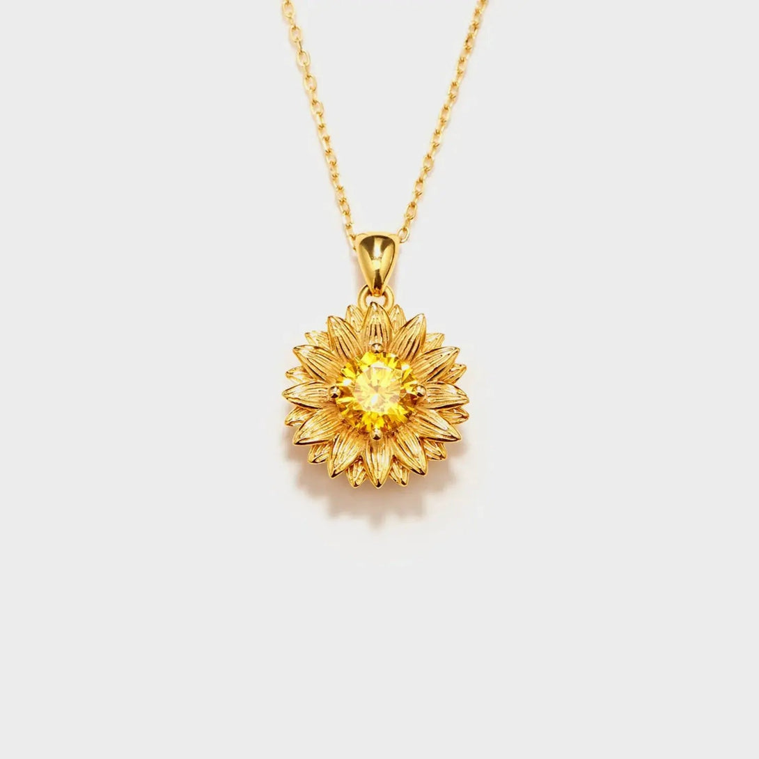 Lovcia Sunflower Shape 18K Gold-Plated Pendant Necklace-Necklaces-Gold-One Size-Gold
