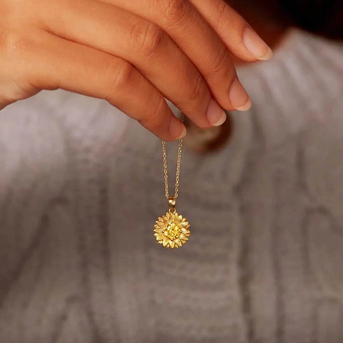 Lovcia Sunflower Shape 18K Gold-Plated Pendant Necklace-Necklaces-Gold-One Size-Gold