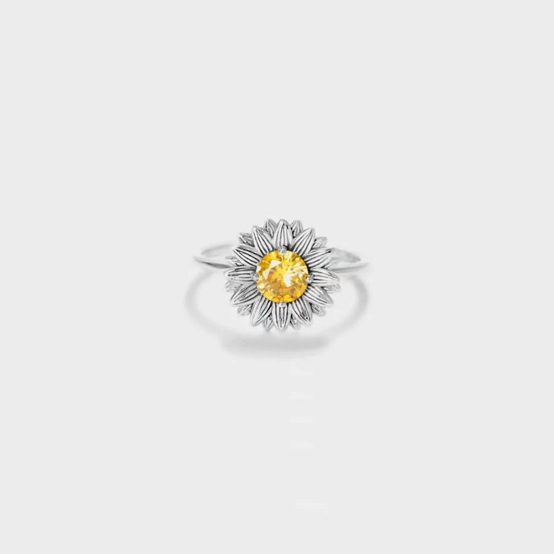 Lovcia Sunflower Zircon 925 Sterling Silver Ring-Rings-Silver-6-Silver