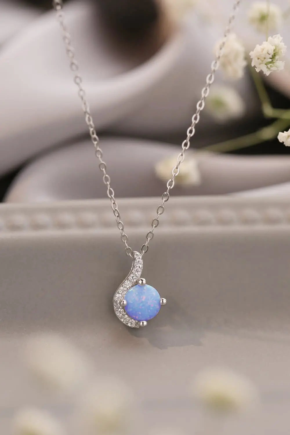 Lovcia Sweet Beginnings Opal Pendant Necklace-Necklaces-Sky Blue-One Size-Sky Blue