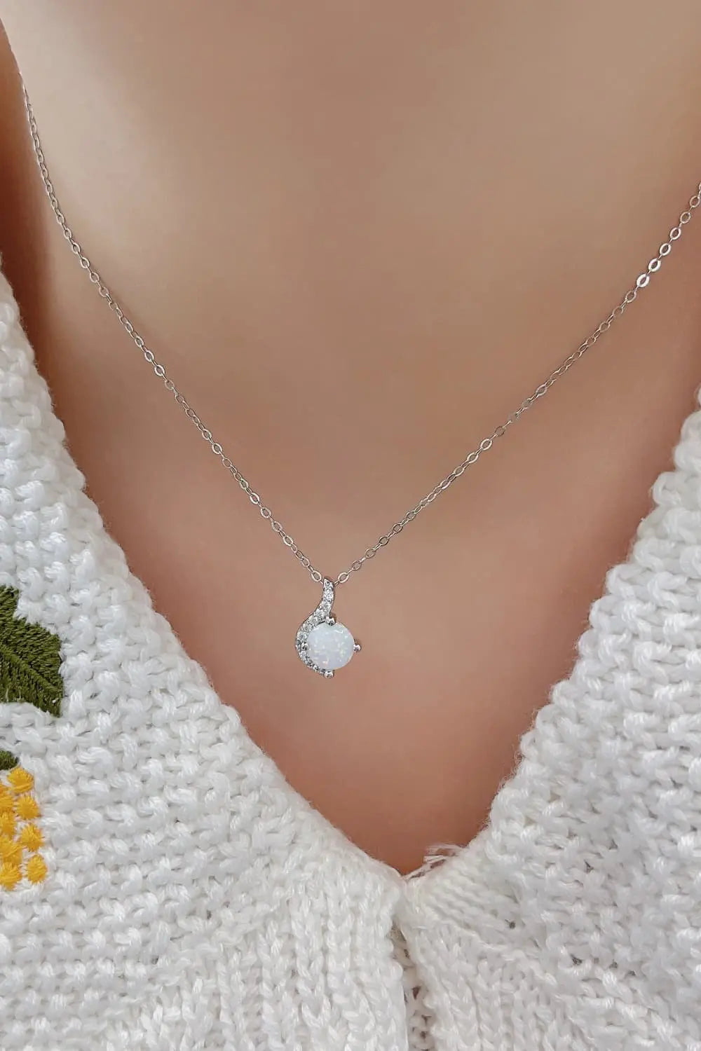 Lovcia Sweet Beginnings Opal Pendant Necklace-Necklaces-White-One Size-White