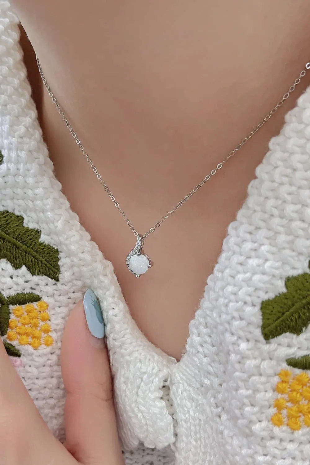 Lovcia Sweet Beginnings Opal Pendant Necklace-Necklaces-White-One Size-White