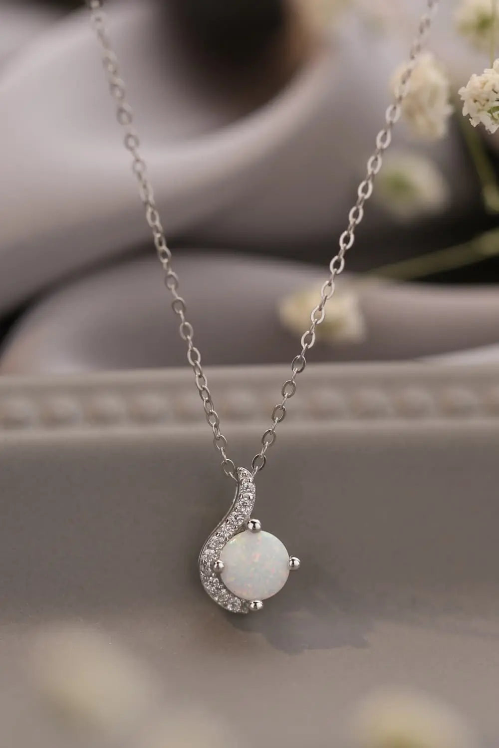 Lovcia Sweet Beginnings Opal Pendant Necklace-Necklaces-White-One Size-White