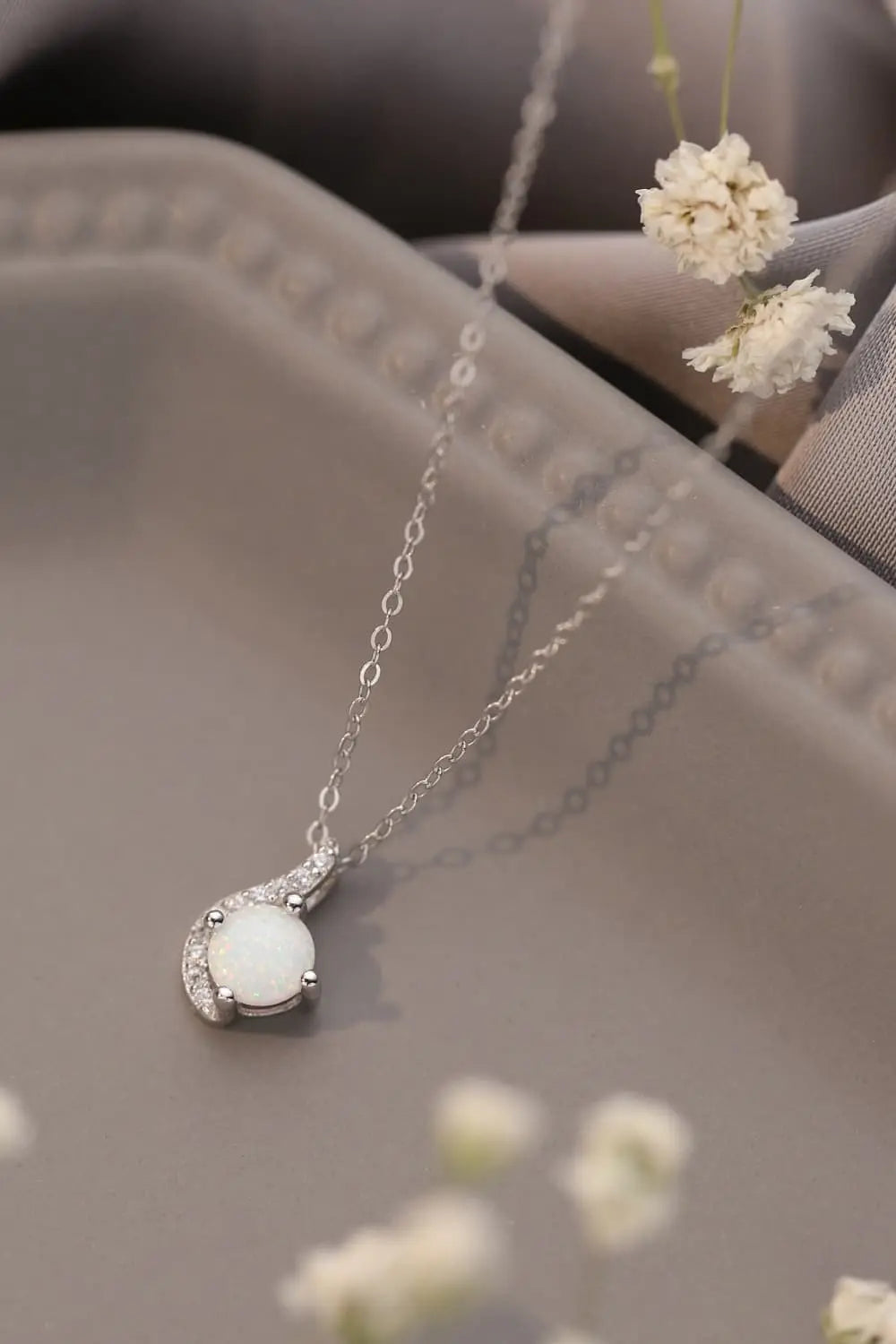 Lovcia Sweet Beginnings Opal Pendant Necklace-Necklaces-White-One Size-White
