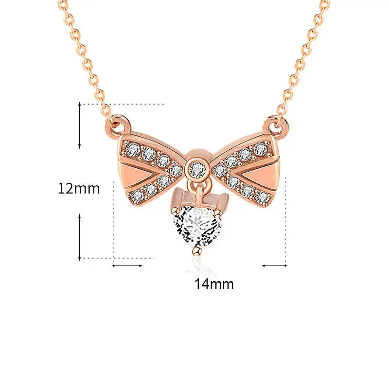 Lovcia Sweet CZ Bowknot Hot 925 Sterling Silver Necklace-Necklaces-Rose Gold-Rose Gold